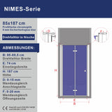 Duschtür Nische Glas Falttür Drehfalttür Dusche Duschfaltwand Breite 70 75 80 85 90 95 100 120 cm Höhe 187 cm Wandausgleich 15 mm & 20 mm