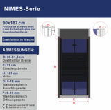 Falttür Dusche Drehfalttür in Nische Duschtür Glas Nischentür faltbar Schwarz Matt Breite 70 75 80 90 100 120 cm Höhe 187 cm Wandausgleich 15 mm & 10 mm