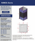 Duschkabine Eckeinstieg mit Falttüren Drehfalttüren Eckdusche faltbar Schwarz Matt aus Sicherheitsglas (ESG) 5 mm Höhe 187 cm