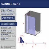 Walk-in Duschglas 85 90 95 105 115 cm Duschabtrennung Duschwand Glas Ebenerdige Dusche Duschtür mit Festteil und Eckregalen Drehtür Schwingtür Sicherheitsglas 6 mm