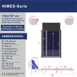 Faltbare Duschtür in Nische Nischentür Dusche Falttür mit Festteil und Eckregalen 6 mm ESG Nano Echtglas Höhe 197 cm Wandausgleich 20 mm & 20 mm