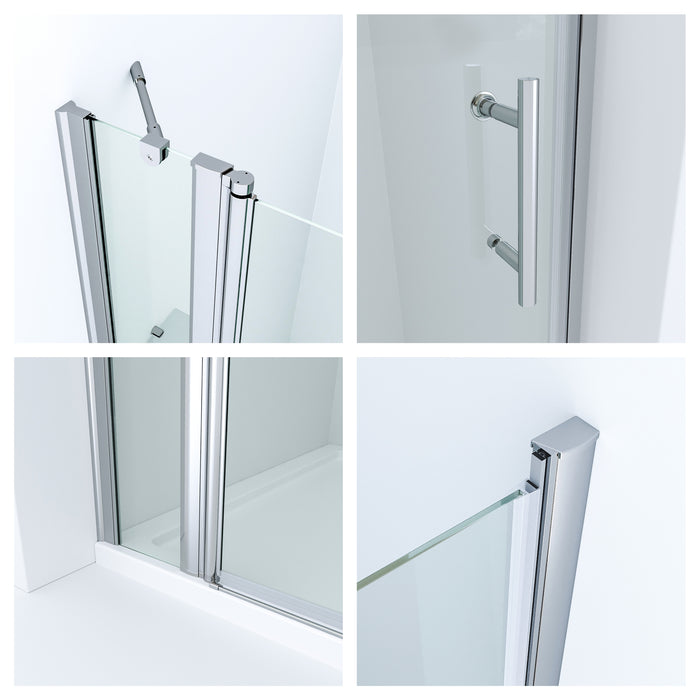 Duschtür Mit Festteil – 95 Cm Breit, ESG-Sicherheitsglas 6 Mm, Mit Eckregalen & NANO-Beschichtung
