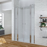 120 - 160 cm Duschtür Glas Pendeltür Dusche Duschabtrennung mit Festteilen und Duschablagen aus Sicherheitsglas 6mm