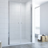 Pendeltür Dusche für Nische Rahmenlos Nischentür Doppel Tür Duschabtrennung 6 mm NANO-beschichtet Transparent Echtglas 197 cm