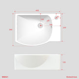 Waschbecken Keramik Waschtisch Hängewaschbecken klein Handwaschbecken Weiß Eckig 40 x 20 cm Badezimmer Gäste WC Hahnloch Rechts mit Stockschrauben
