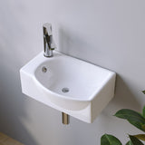 Waschbecken Keramik Waschtisch Hängewaschbecken klein Handwaschbecken Weiß Eckig-Oval 40 x 28 cm Badezimmer Gäste WC | Hahnloch Links