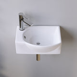 Waschbecken Keramik Waschtisch Hängewaschbecken klein Handwaschbecken Weiß Eckig-Oval 40 x 28 cm Badezimmer Gäste WC | Hahnloch Links