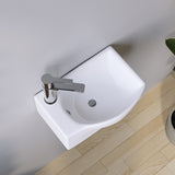 Waschbecken Keramik Waschtisch Hängewaschbecken klein Handwaschbecken Weiß Eckig-Oval 40 x 28 cm Badezimmer Gäste WC | Hahnloch Links