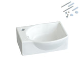 Waschbecken Keramik Waschtisch Hängewaschbecken klein Handwaschbecken Weiß Eckig-Oval 40 x 28 cm Badezimmer Gäste WC | Hahnloch Links