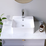 Waschbecken Keramik Aufsatzwaschbecken Becken für Waschtisch Hängewaschbecken Handwaschbecken Weiß Eckig 38 x 38 cm