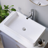 Waschbecken aus Keramik Eckig Weiß 60 x 35 cm Aufsatzwaschbecken groß für Waschtisch Unterschrank Waschplatz
