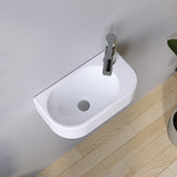 Waschbecken Keramik Waschtisch Hängewaschbecken klein Handwaschbecken Weiß Oval 40 x 21 cm Badezimmer Gäste WC Hahnloch Rechts