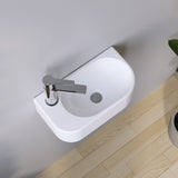 Waschbecken Keramik Waschtisch Hängewaschbecken klein Handwaschbecken Weiß Oval 40 x 21 cm Badezimmer Gäste WC Hahnloch Links