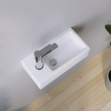 Waschbecken Keramik Waschtisch Hängewaschbecken klein Handwaschbecken Weiß Eckig 40 x 20 cm Badezimmer Gäste WC Hahnloch Links