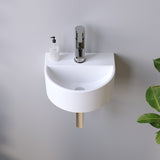 Waschbecken aus Keramik 30 x 25 cm weiß Waschtisch Hängewaschbecken Halbrund Ovales mit Hahnloch