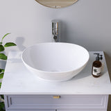 Design-Waschbecken aus Keramik Oval Weiß 41 x 33 cm Aufsatzwaschbecken Moderner Waschtisch für Unterschrank Waschplatz Handwaschbecken