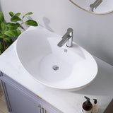 Design-Waschbecken aus Keramik Weiß Oval 59 x 39 cm Aufsatzwaschbecken Moderner Waschtisch für Unterschrank Waschplatz Handwaschbecken | Hahnloch | Überlauf | OHNE Wasserhahn | OHNE Ablaufventil