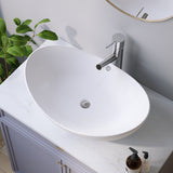 Design-Waschbecken aus Keramik Weiß Oval 60 x 39 cm Aufsatzwaschbecken Moderner Waschtisch für Unterschrank Waschplatz Handwaschbecken Überlauf | OHNE Hahnloch | OHNE Wasserhahn | OHNE Ablaufventil