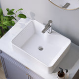 Waschbecken aus Keramik Weiß Eckig 49 x 38 cm Aufsatzwaschbecken für Waschtisch Unterschrank Waschplatz Badezimmer Rechteckiger Handwaschbecken Waschschale mit Hahnloch | OHNE Überlauf