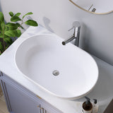 Design-Waschbecken Keramik Weiß Oval 60 x 42 cm Aufsatzwaschbecken Moderner Waschtisch für Unterschrank Waschplatz Badezimmer Handwaschbecken Aufsatzbecken Waschschale OHNE Hahnloch Überlauf
