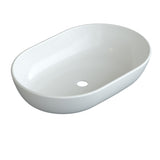 Design-Waschbecken Keramik Weiß Oval 60 x 42 cm Aufsatzwaschbecken Moderner Waschtisch für Unterschrank Waschplatz Badezimmer Handwaschbecken Aufsatzbecken Waschschale OHNE Hahnloch Überlauf