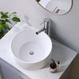 Rundes weißes Keramik Waschbecken Ø 40 cm Moderne Design Rund Aufsatzwaschbecken Waschtisch für Unterschrank Waschplatz Badezimmer Handwaschbecken Aufsatzbecken Waschschale OHNE Hahnloch Überlauf