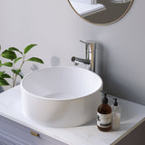 Rundes weißes Keramik Waschbecken Ø 40 cm Moderne Design Rund Aufsatzwaschbecken Waschtisch für Unterschrank Waschplatz Badezimmer Handwaschbecken Aufsatzbecken Waschschale OHNE Hahnloch Überlauf