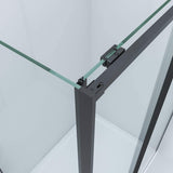 Duschkabine Eckeinstieg 120 x 90 cm Schiebetür und Seitenwand schwarz Rahmen 8 mm Echtglas Nano Beschichtung