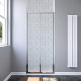Duschtür Nische 80 x 190 cm Falttür mit Rahmen Chromoptik Nischentür Dusche Sicherheitsglas (ESG) 6 mm Klar