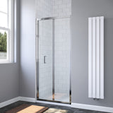 Duschtür Nische 80 x 190 cm Falttür mit Rahmen Chromoptik Nischentür Dusche Sicherheitsglas (ESG) 6 mm Klar