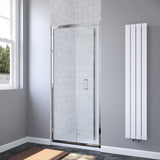 Duschtür Nische 80 x 190 cm Falttür mit Rahmen Chromoptik Nischentür Dusche Sicherheitsglas (ESG) 6 mm Klar