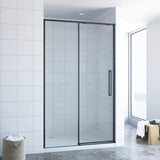 Schiebetür Dusche Duschtür Nische 120 x 195 cm SlimLine Design schwarz matt 8 mm Klarglas mit Nanobeschichtung