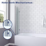 Duschabtrennung Duschwand Glas für Badewanne 120 x 140 cm mit Nano-Beschichtung
