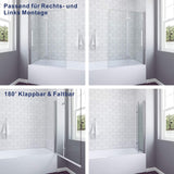 Duschabtrennung Duschwand Glas für Badewanne 120 x 140 cm mit Nano-Beschichtung