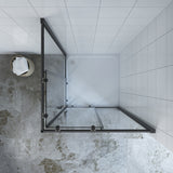 AQUABATOS BOURGES-Serie Duschkabine Eckeinstieg mit Schiebetüren schwarzer Rahmen  6mm Echtglas mit Nano Beschichtung Höhe 195cm