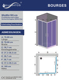 AQUABATOS BOURGES-Serie 80x80x185cm Duschkabine Eckeinstieg mit Schiebetüren 6mm Echtglas Höhe 185cm