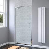Duschtür Nische 90 x 190 cm Verstellbereich von 85-89 cm Drehtür Nischentür Dusche mit Rahmen Chromoptik Duschwand Glas aus Sicherheitsglas 8 mm klar