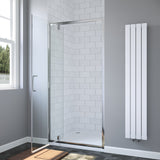 Duschtür Nische 90 x 190 cm Verstellbereich von 85-89 cm Drehtür Nischentür Dusche mit Rahmen Chromoptik Duschwand Glas aus Sicherheitsglas 8 mm klar