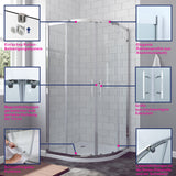 AQUABATOS BORAS-Serie Duschkabine Viertelkreis 80x80cm mit Schiebetüren 6mm ESG Glas Höhe 185cm