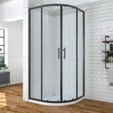 Duschkabine 90x90 viertelkreis schwarz matt rund Dusche aus Sicherheitsglas 5 + 6 mm mit lotuseffekt Beschichtung höhe 195cm