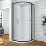 Duschkabine 90x90 viertelkreis schwarz matt rund Dusche aus Sicherheitsglas 5 + 6 mm mit lotuseffekt Beschichtung höhe 195cm