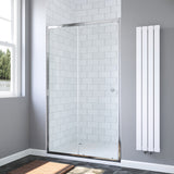 Schiebetür Dusche 120 x 185 cm Chromoptik Duschtür Nische Nischentür aus Echtglas Sicherheitsglas klar