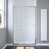 Schiebetür Dusche 120 x 185 cm Chromoptik Duschtür Nische Nischentür aus Echtglas Sicherheitsglas klar