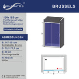AQUABATOS BRUSSELS-Serie Schiebetür in Nische 6 mm ESG Glas Höhe 185 cm