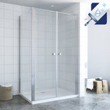 AQUABATOS COORS-Serie 80 x 80 x 195 cm Duschkabine Eckeinstieg mit Pendeltür und Seitenwand 6mm Echtglas mit Nano Beschichtung