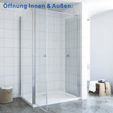 AQUABATOS COORS-Serie 80 x 80 x 195 cm Duschkabine Eckeinstieg mit Pendeltür und Seitenwand 6mm Echtglas mit Nano Beschichtung