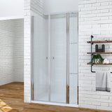 100 - 160 cm Duschtür Glas Pendeltür Dusche Duschabtrennung mit Festteil und Duschregale aus Sicherheitsglas 6mm