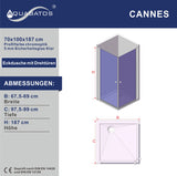 Duschkabine Eckeinstieg Eckdusche mit Duschtüren Drehtüren Pendeltüren Schwingtüren aus Sicherheitsglas (ESG) 5 mm klar Höhe 187 cm