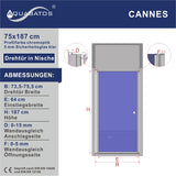Duschtür Nische rahmenlos Pendeltür Dusche Drehtür Schwingtür Breite 70 75 80 90 100 cm Höhe 187 cm Wandausgleich 15 mm & 5 mm