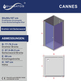 Duschkabine Eckeinstieg Eckdusche mit Duschtür Drehtür Pendeltür Schwingtür und festem Seitenteil Seitenwand aus Sicherheitsglas (ESG) 5 mm klar